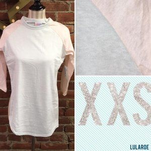 LuLaRoe LLR Randy raglan tee ★ pale pistachio green + light peach ★ size XXS
